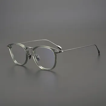 Gözlük Titanyum Kare Çerçeve Reçete Gözlük Ultralight Okuma Kadın Erkek Gafas Japon Marka Gözlük Oculos De
