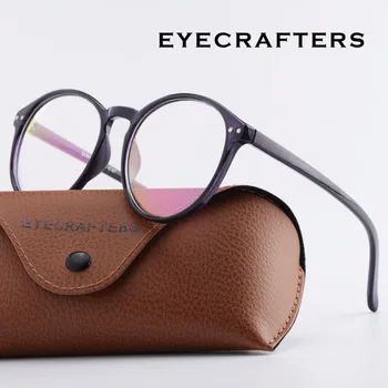 Retro Yuvarlak Bayan Gözlük Çerçeveleri Marka Tasarımcısı Optik Şeffaf Lens Gözlük Unisex Vintage Gözlük Çerçeveleri Erkekler İçin
