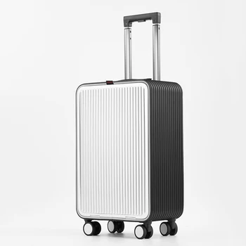 Tüm alüminyum yüksek kaliteli seyahat bagaj 20 inç 24 inç arabası bavul ön açılış büyük kapasiteli taşıma tekerlekli çanta