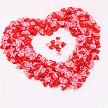 10g Kalp Polimer Kil Sprinkles Renkli Sıcak Kil DIY El Sanatları Yapımı için Çok Sevimli Plastik Klei Çamur Parçacıkları sevgililer Günü İçin
