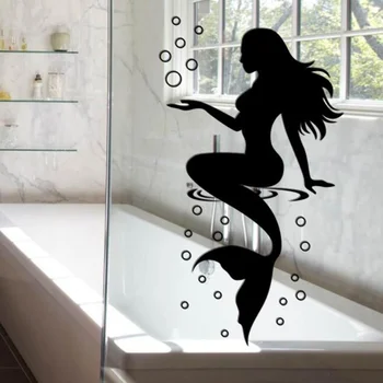 Moda Mermaid Tasarım Duvar Sticker Güzel Su Geçirmez Çıkartmaları Banyo Tuvalet yatak odası dekoru Ev Dekorasyon